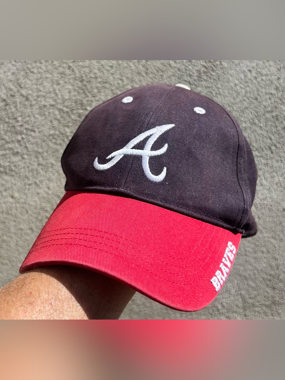 Vintage Atlanta Braves MLB Baseball Fan Favorite Blue Red Strap Adjustable Hat